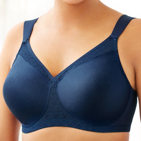 Set of 3! 36D Glamorise SOFT SHOULDERS Bra (T-SHIRT) Wicking SEAMLESS BLUE NEW - Picture 3 of 14